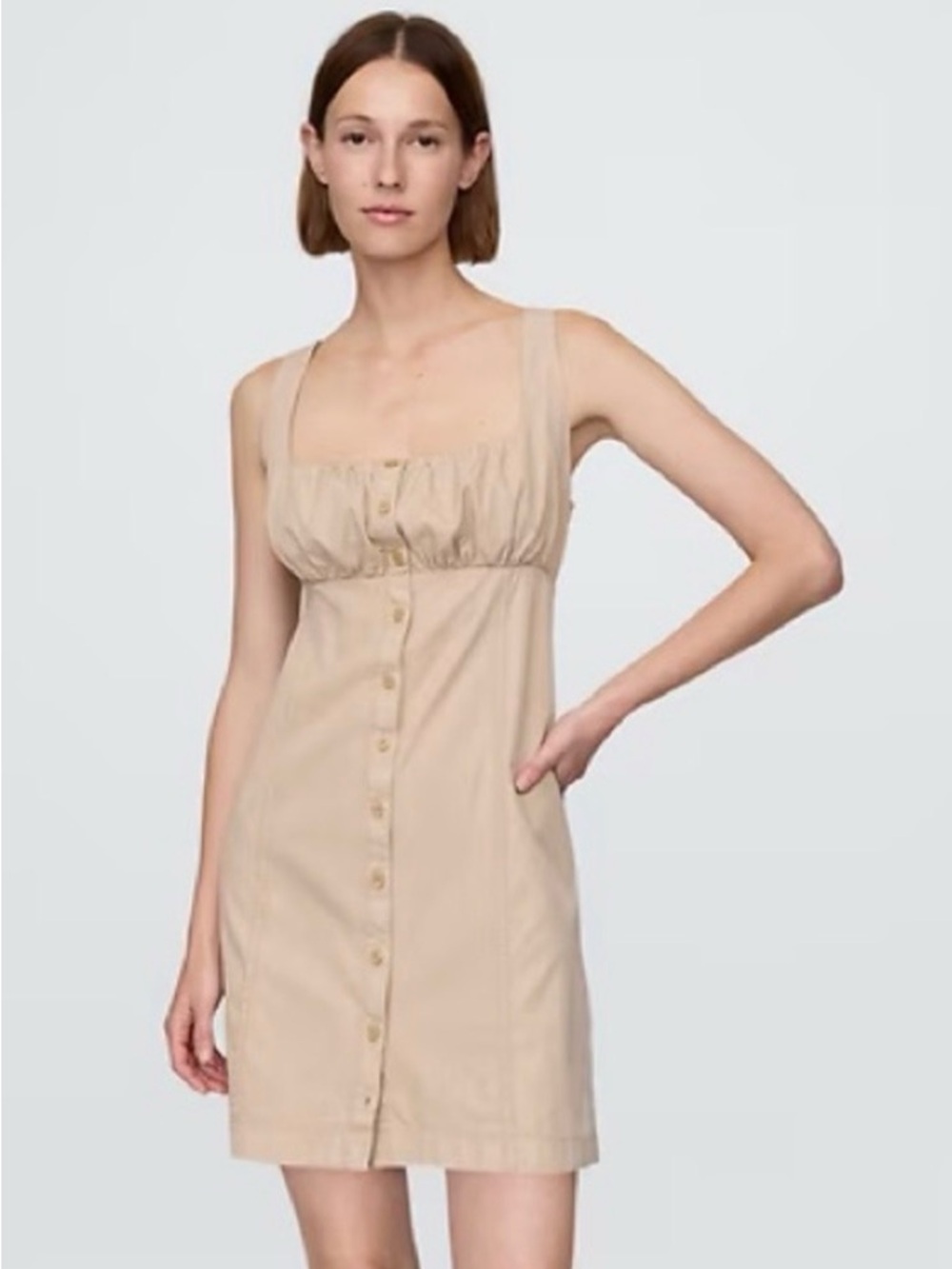 GAP Beige Button-Front Mini Dress